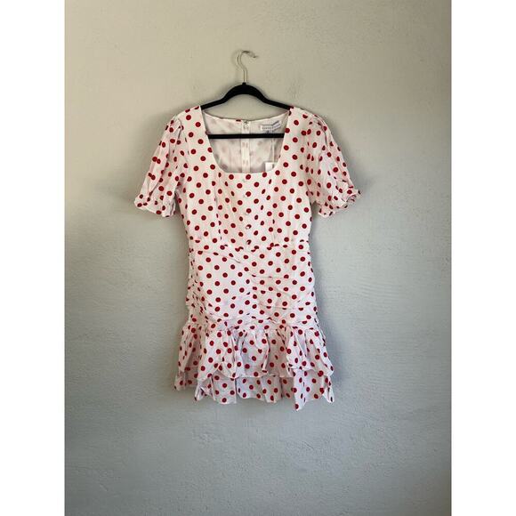 Anthropologie Endless Rose Woman Red And White Polka Dot Ruffle Dress, S… - Picture 4 of 13